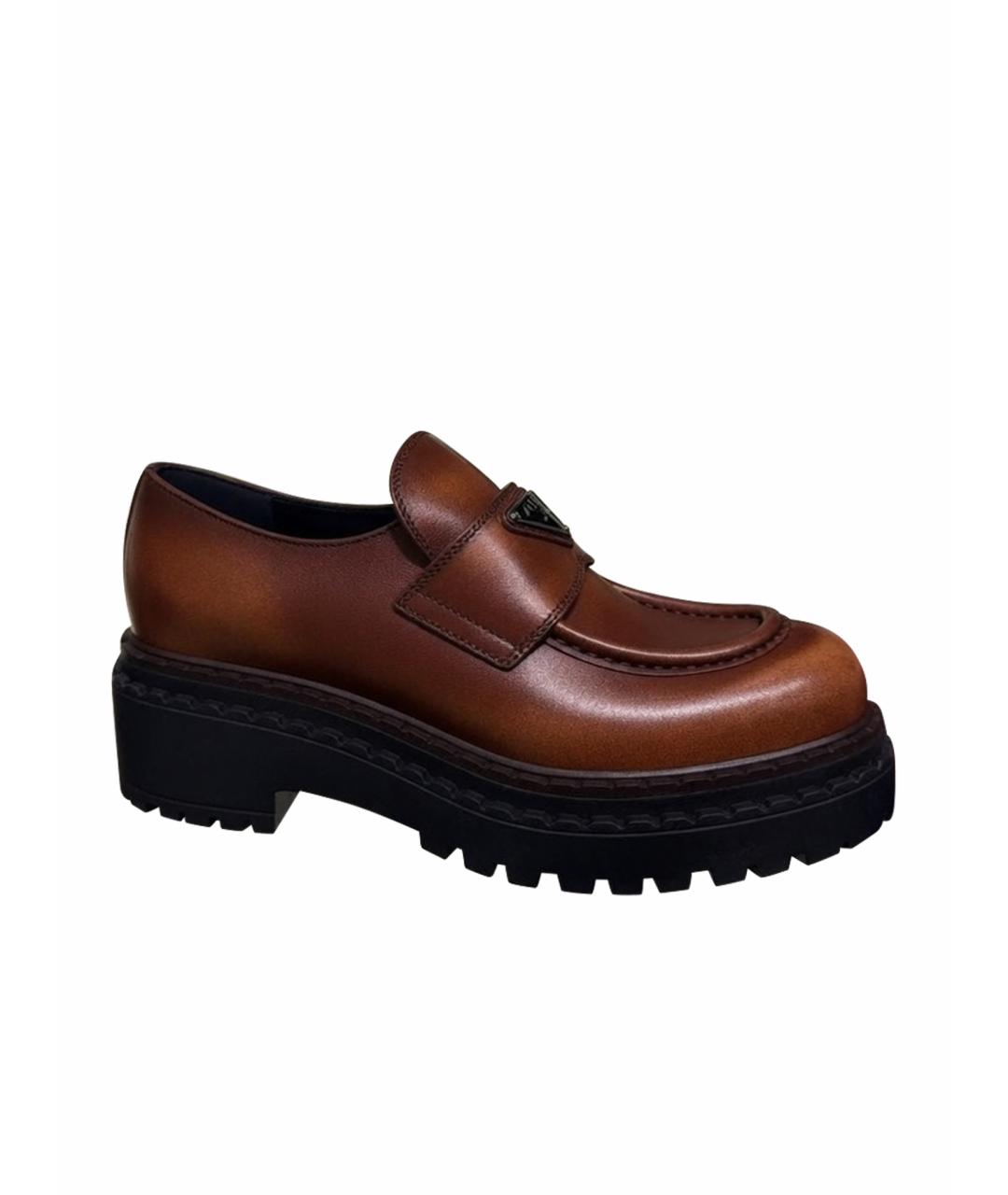 PRADA Коричневые кожаные лоферы, фото 1