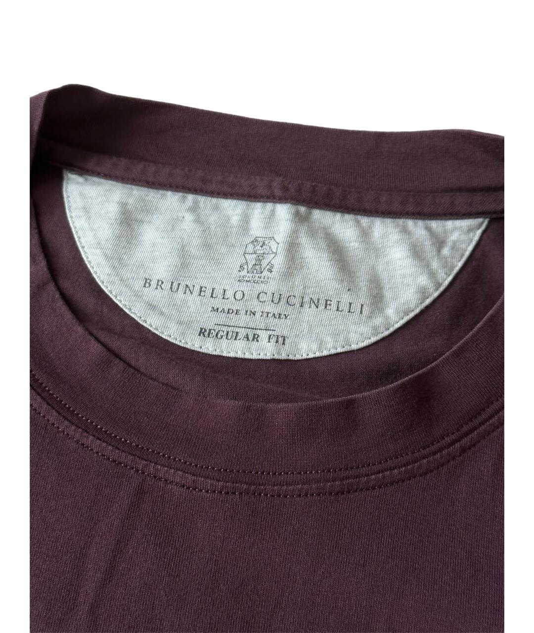 BRUNELLO CUCINELLI Фиолетовая хлопковая футболка, фото 3
