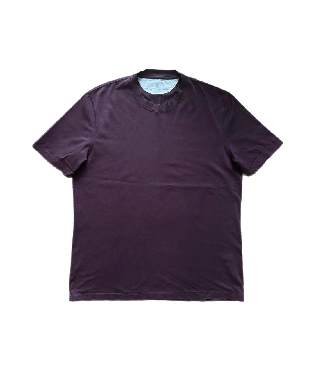 BRUNELLO CUCINELLI Фиолетовая хлопковая футболка, фото 6