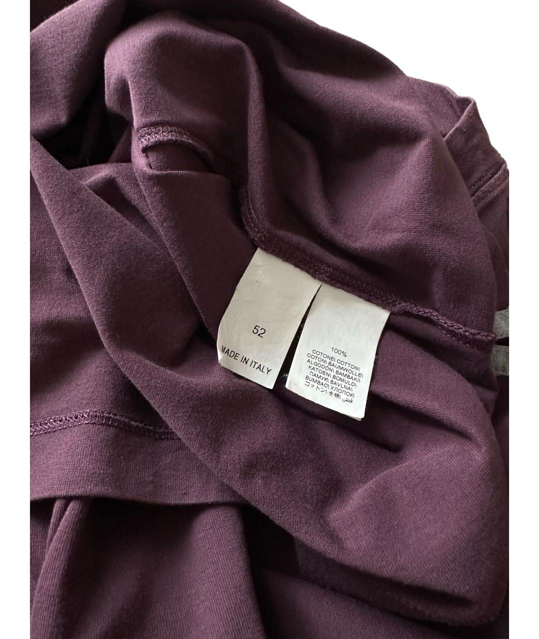 BRUNELLO CUCINELLI Фиолетовая хлопковая футболка, фото 4