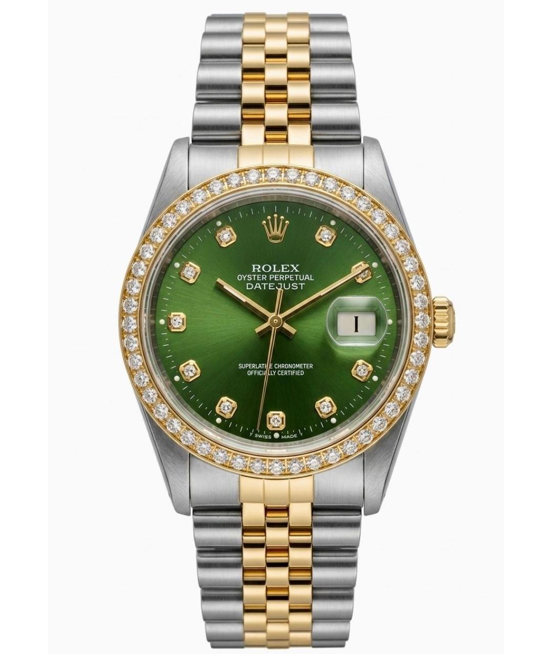 ROLEX Зеленые часы из желтого золота, фото 9