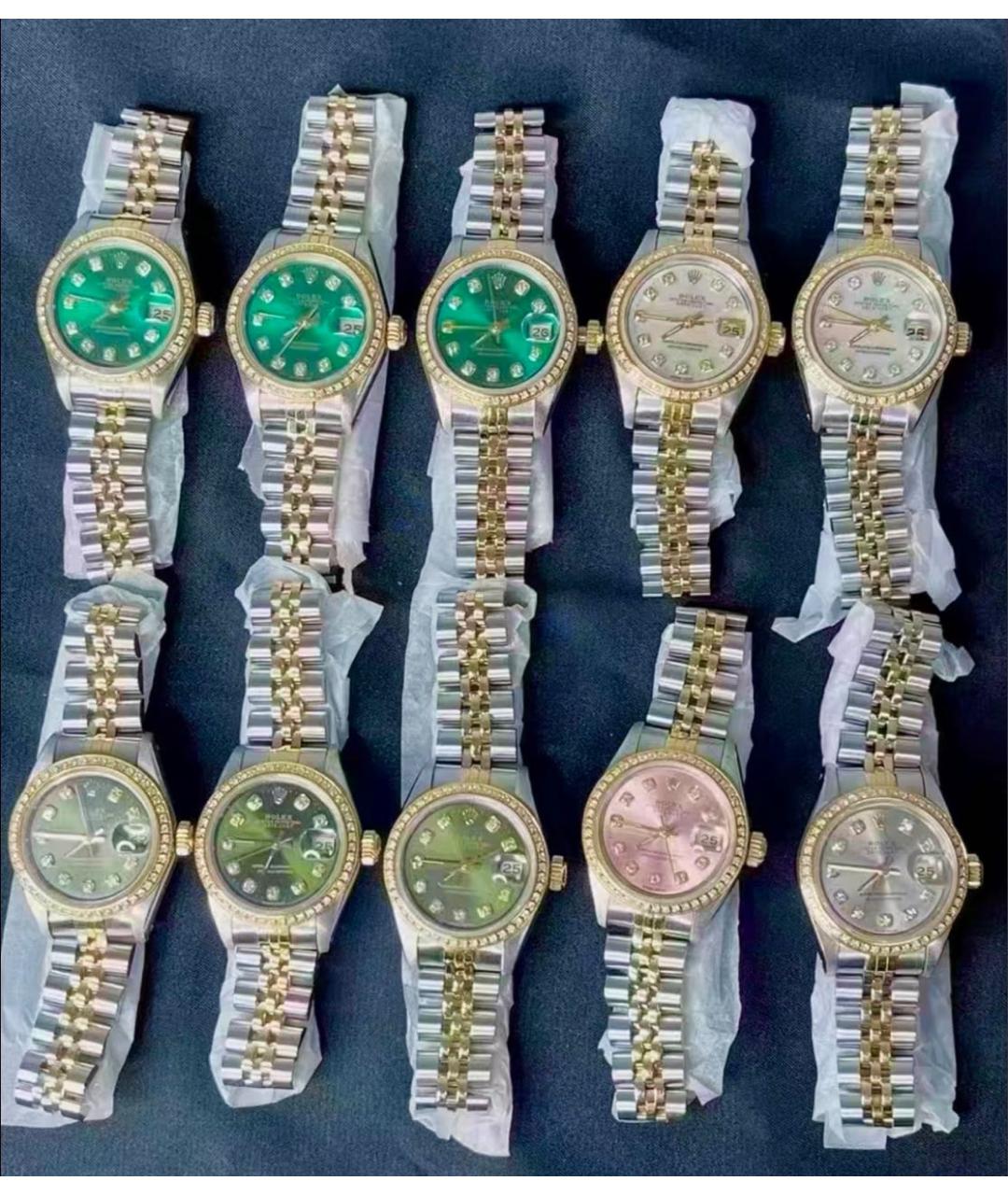 ROLEX Зеленые часы из желтого золота, фото 6