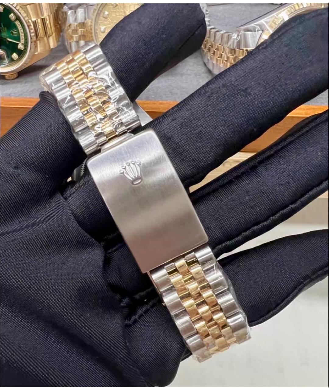 ROLEX Зеленые часы из желтого золота, фото 4