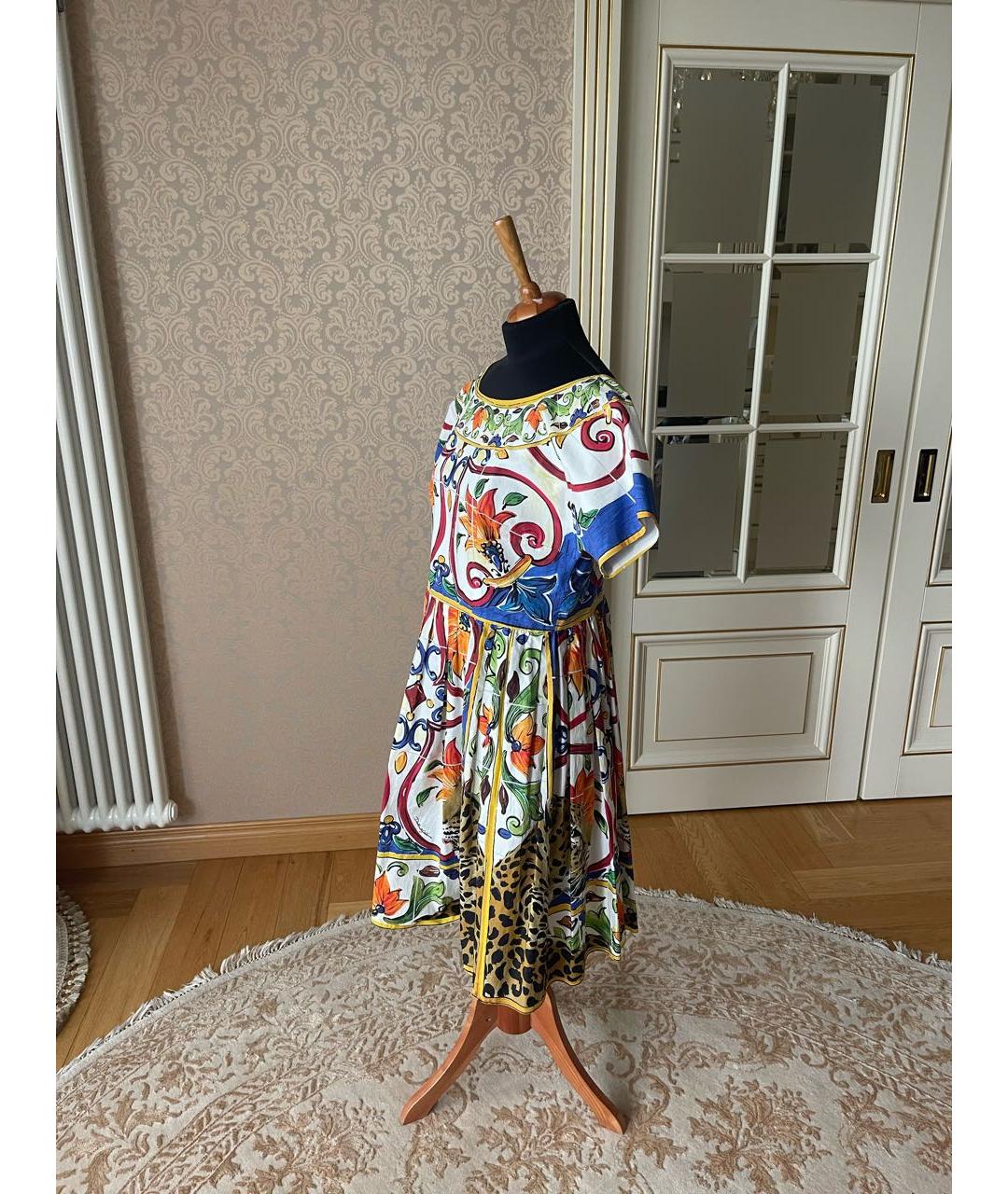 DOLCE&GABBANA Мульти хлопковое повседневное платье, фото 4
