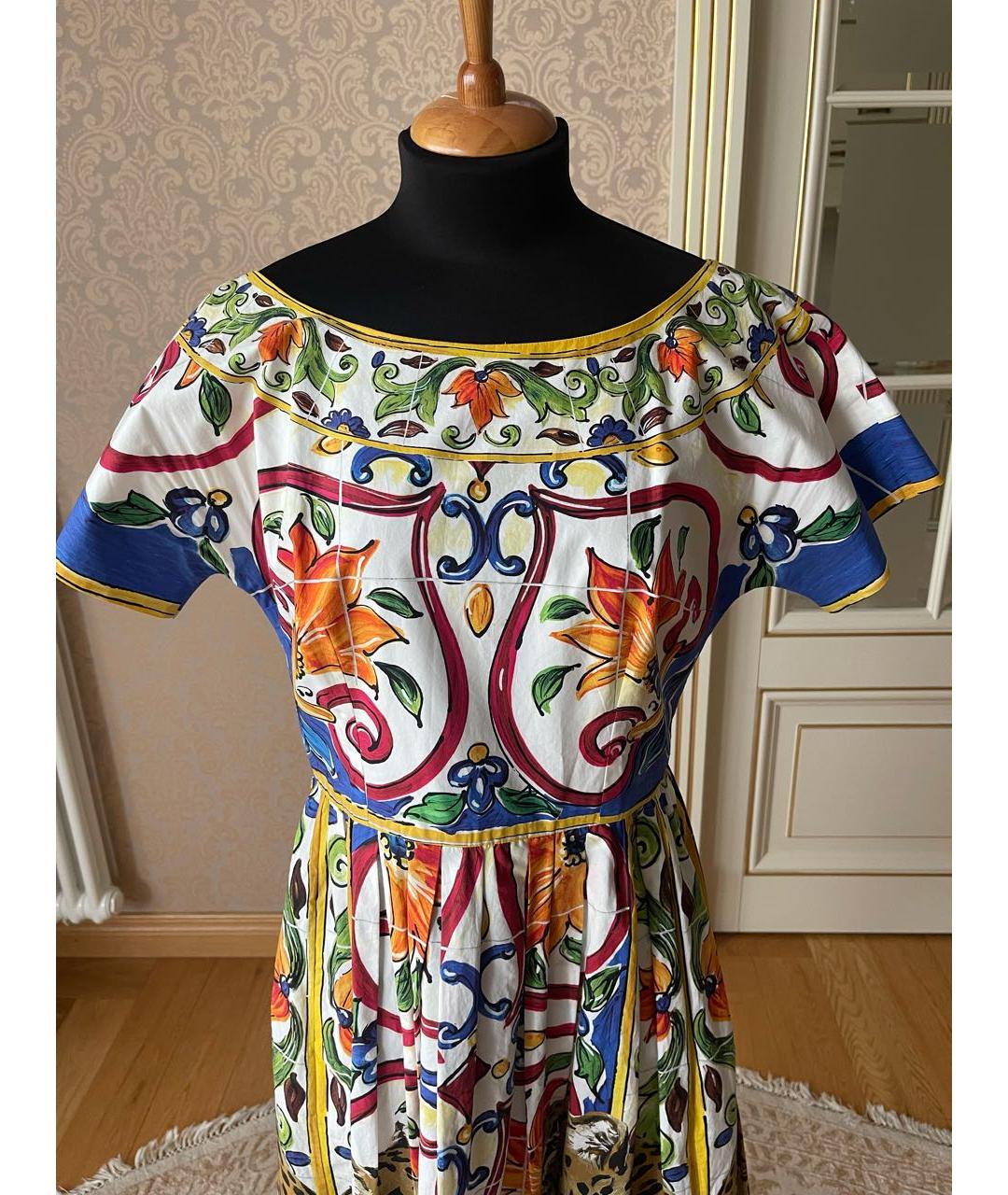DOLCE&GABBANA Мульти хлопковое повседневное платье, фото 3