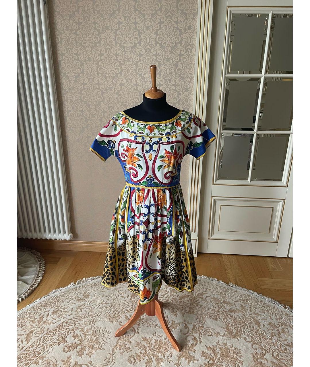 DOLCE&GABBANA Мульти хлопковое повседневное платье, фото 5