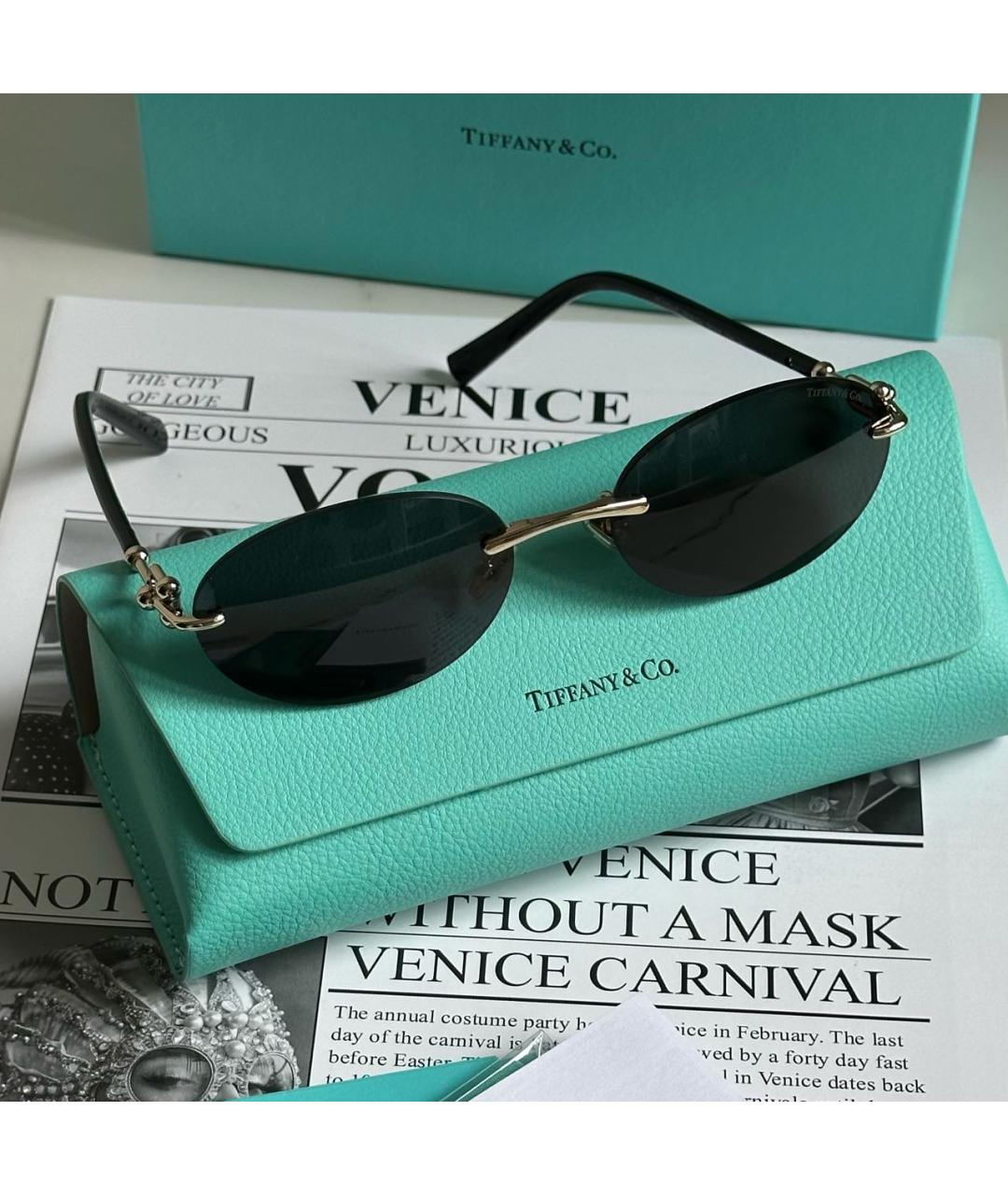 TIFFANY&CO Черные металлические солнцезащитные очки, фото 2