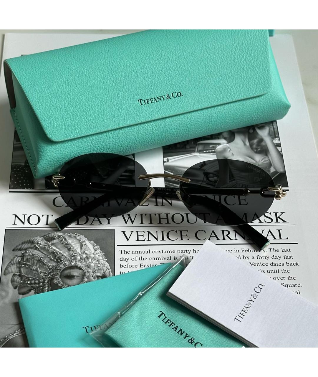 TIFFANY&CO Черные металлические солнцезащитные очки, фото 4