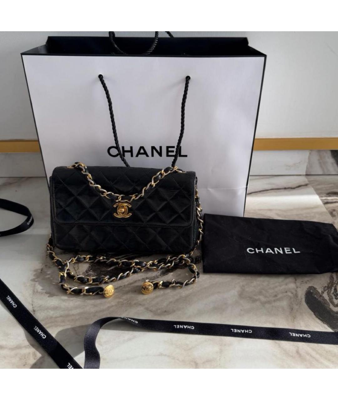 CHANEL Черная кожаная сумка через плечо, фото 2