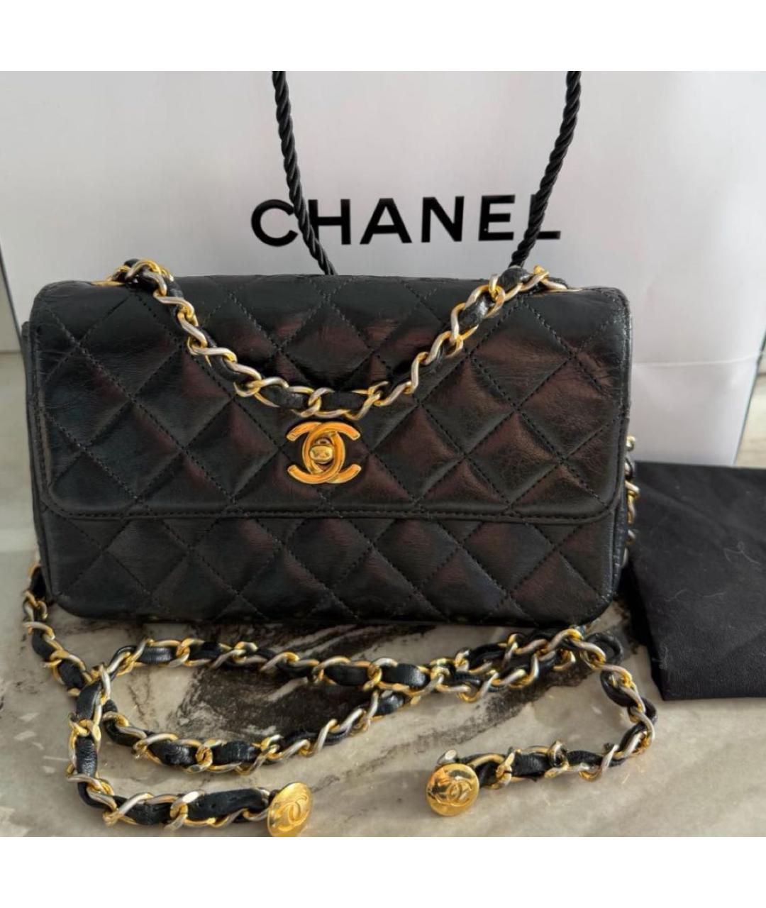 CHANEL Черная кожаная сумка через плечо, фото 3