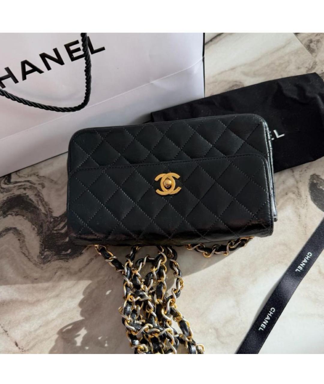 CHANEL Черная кожаная сумка через плечо, фото 6