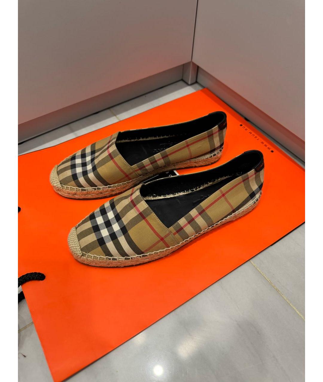 BURBERRY Горчичные текстильные эспадрильи, фото 6
