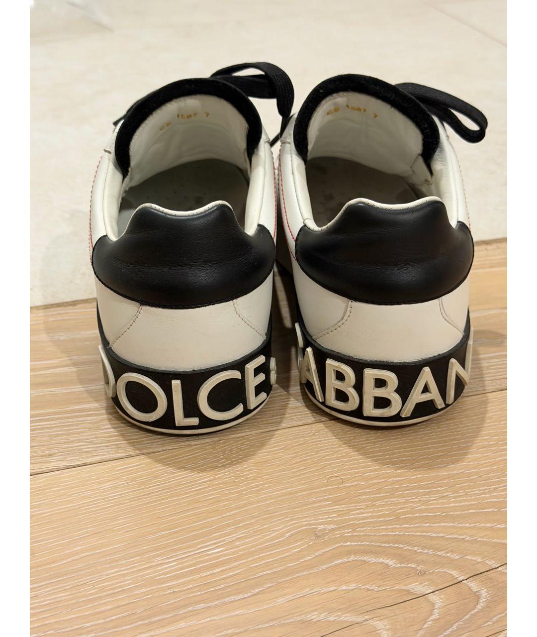 DOLCE&GABBANA Белые кожаные низкие кроссовки / кеды, фото 3