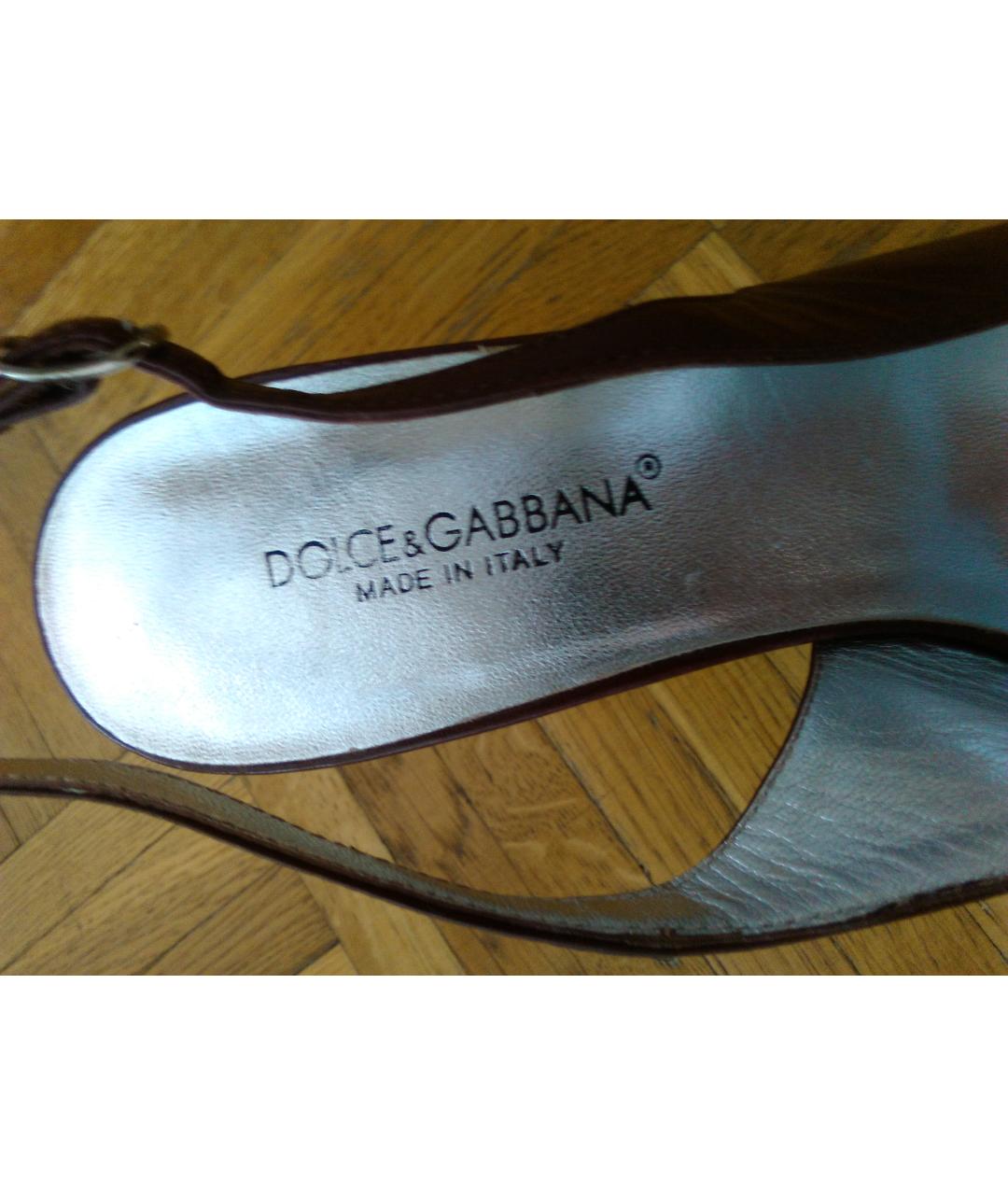 DOLCE&GABBANA Бордовые кожаные босоножки, фото 6