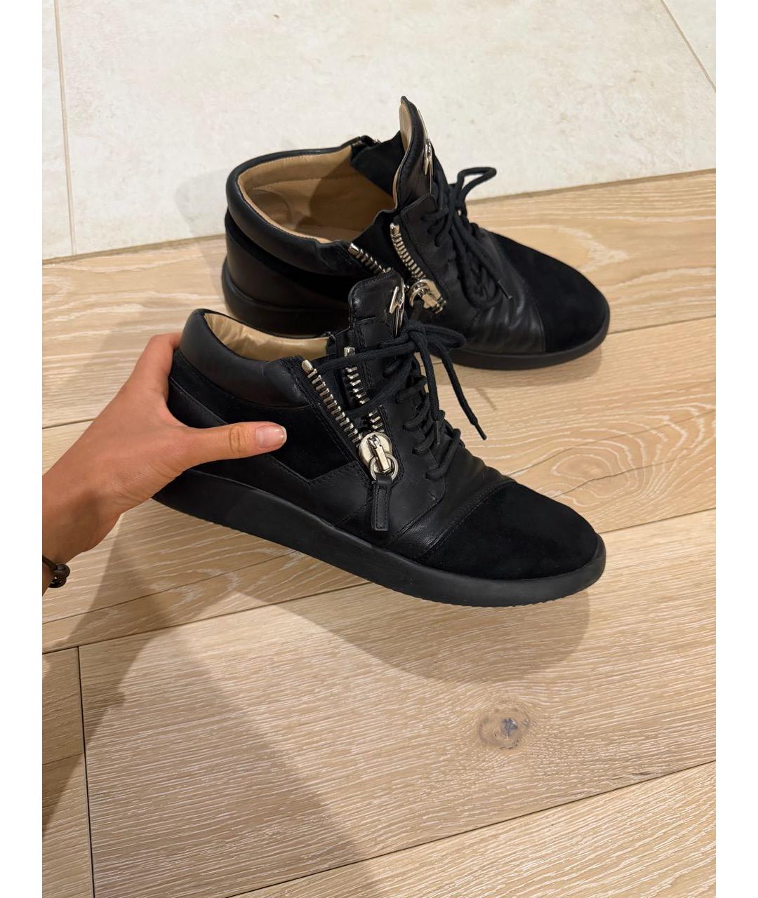 GIUSEPPE ZANOTTI DESIGN Черные кожаные кеды, фото 6