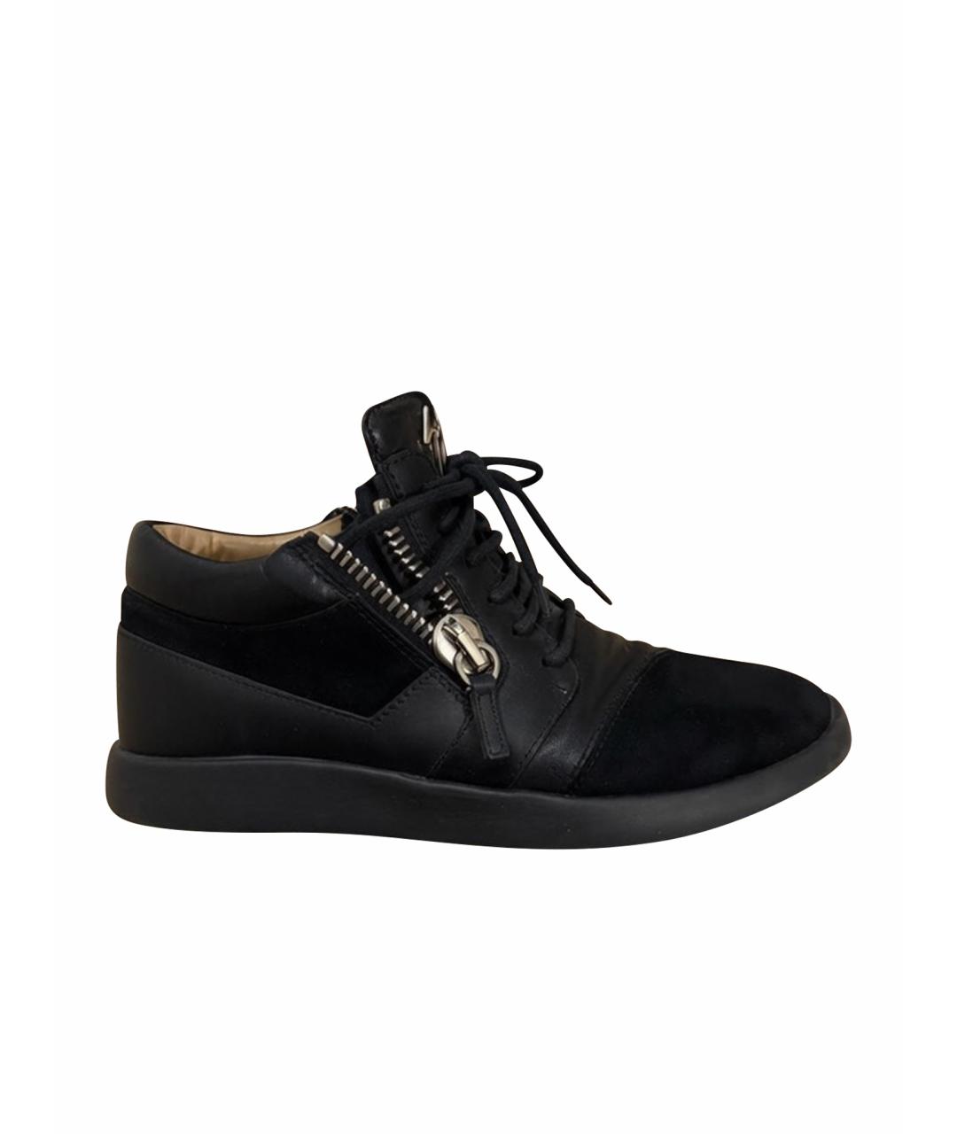 GIUSEPPE ZANOTTI DESIGN Черные кожаные кеды, фото 1