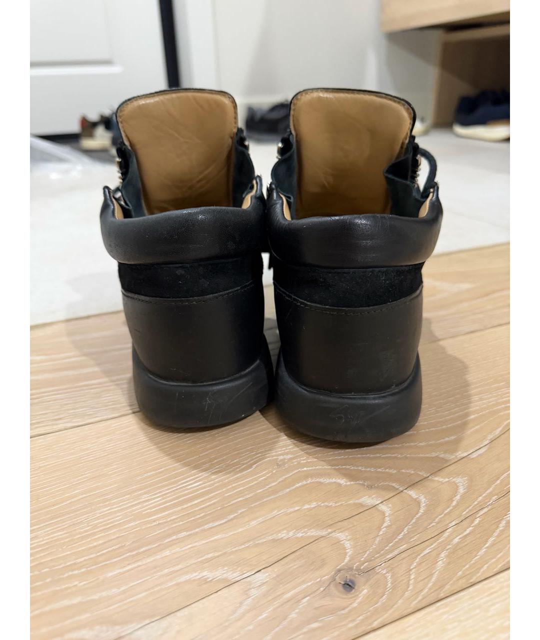 GIUSEPPE ZANOTTI DESIGN Черные кожаные кеды, фото 4