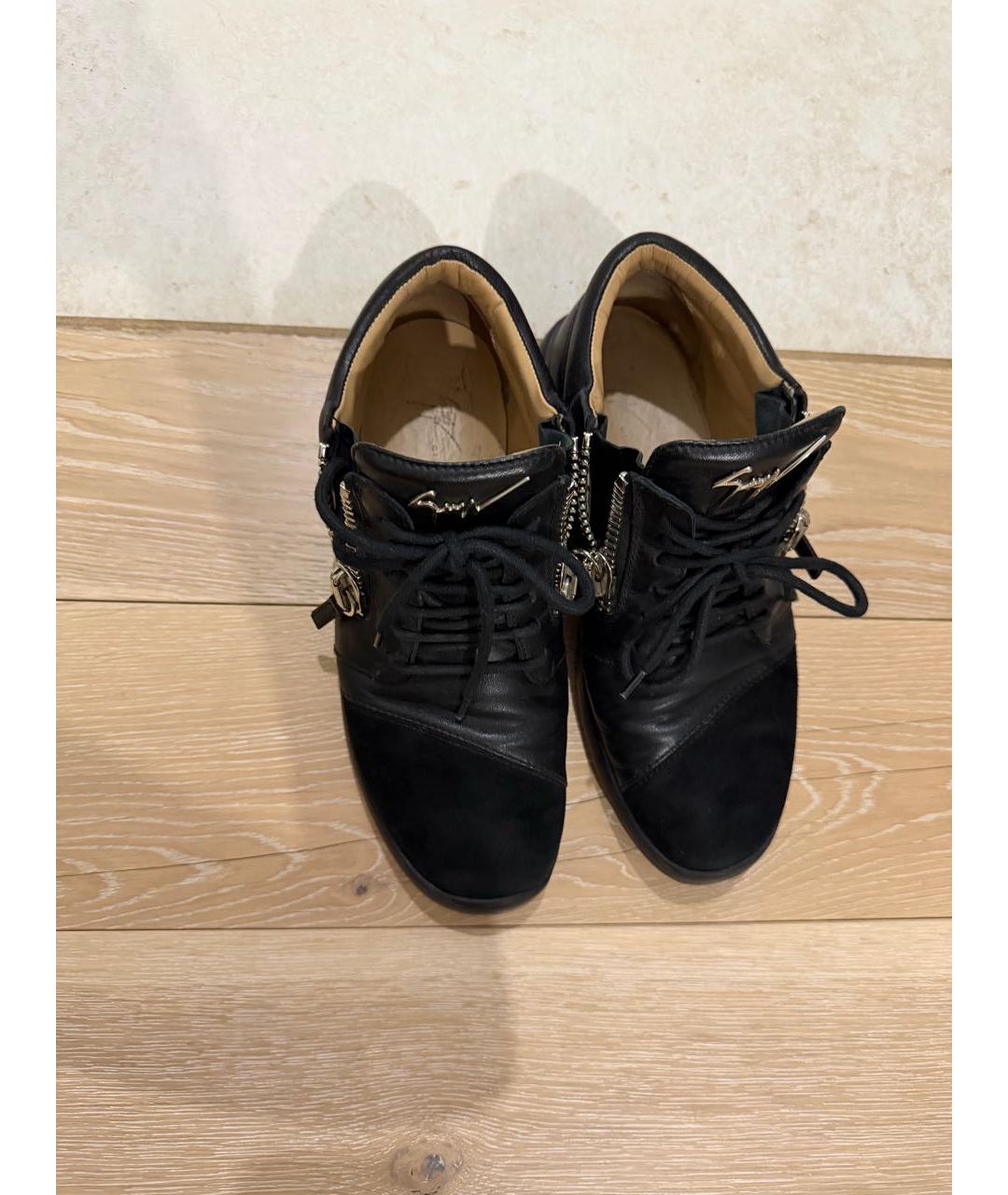 GIUSEPPE ZANOTTI DESIGN Черные кожаные кеды, фото 3