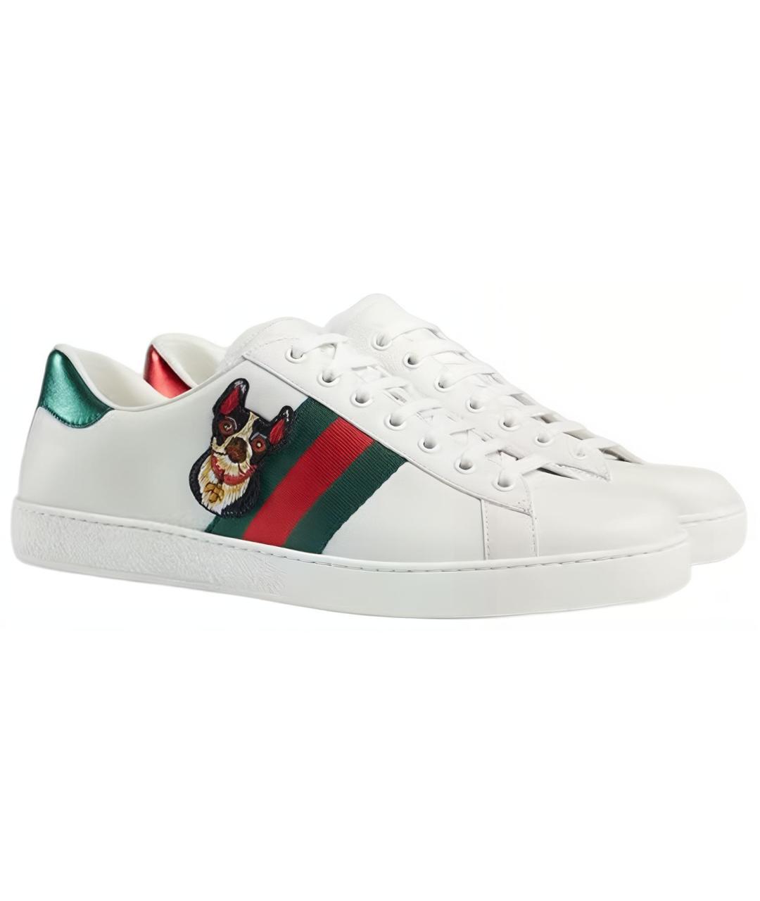 GUCCI Белые кожаные низкие кроссовки / кеды, фото 2