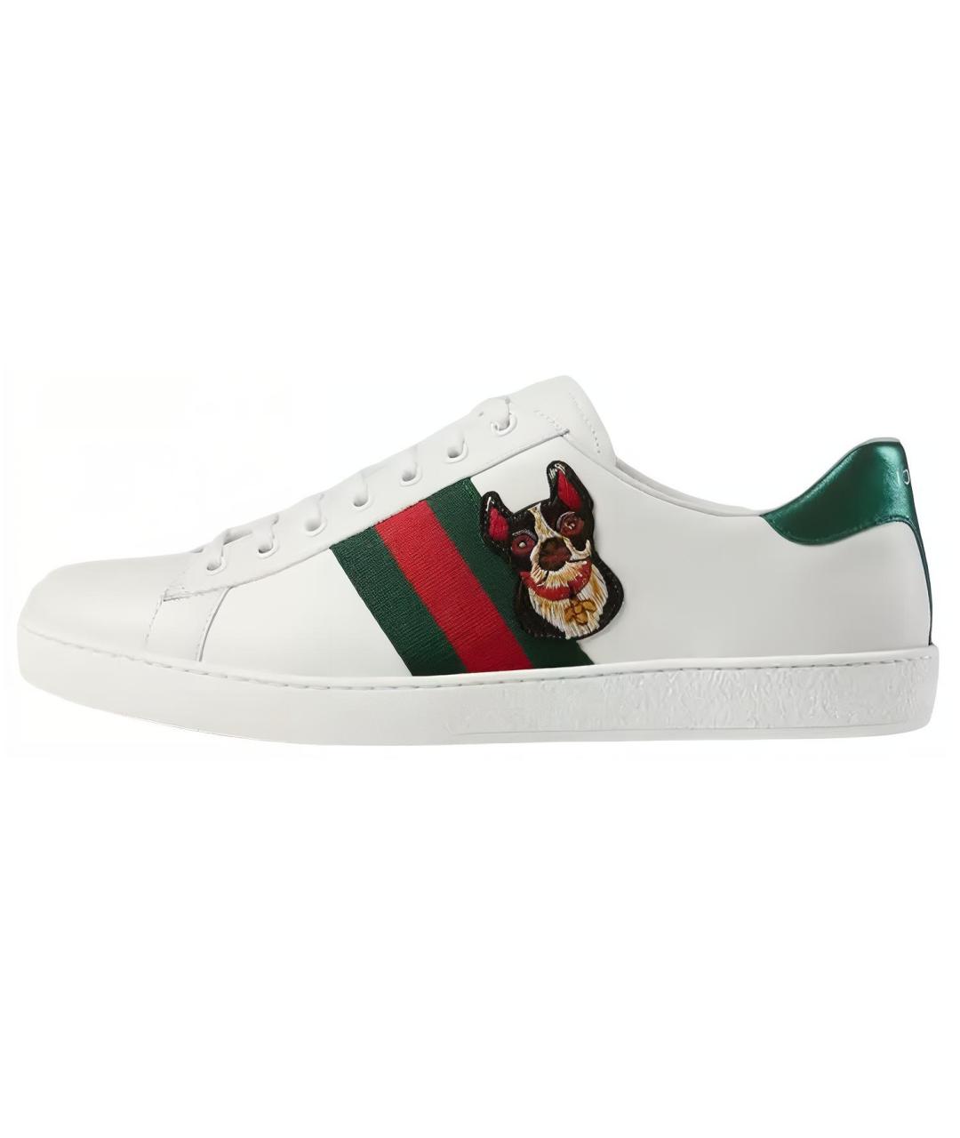 GUCCI Белые кожаные низкие кроссовки / кеды, фото 6