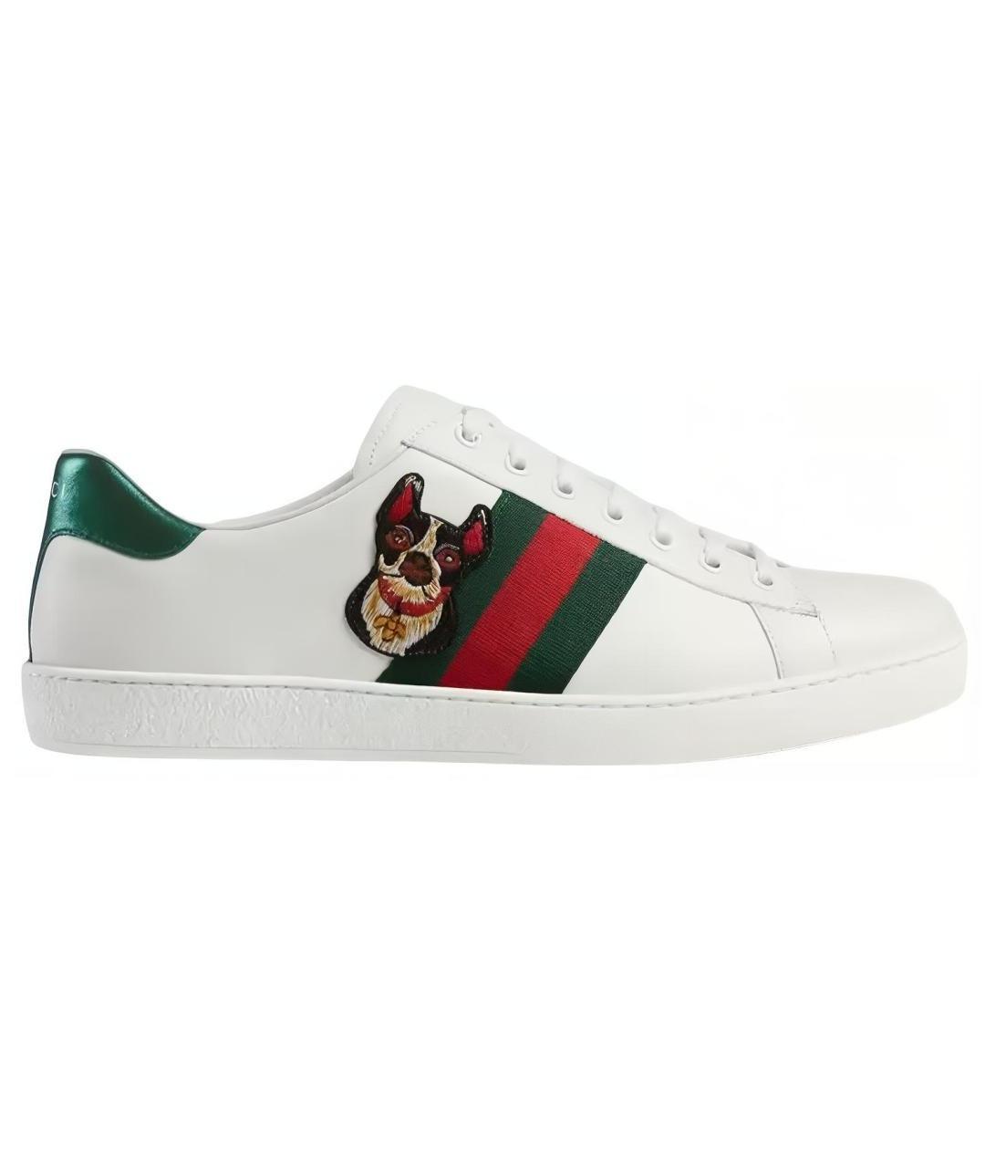 GUCCI Белые кожаные низкие кроссовки / кеды, фото 1