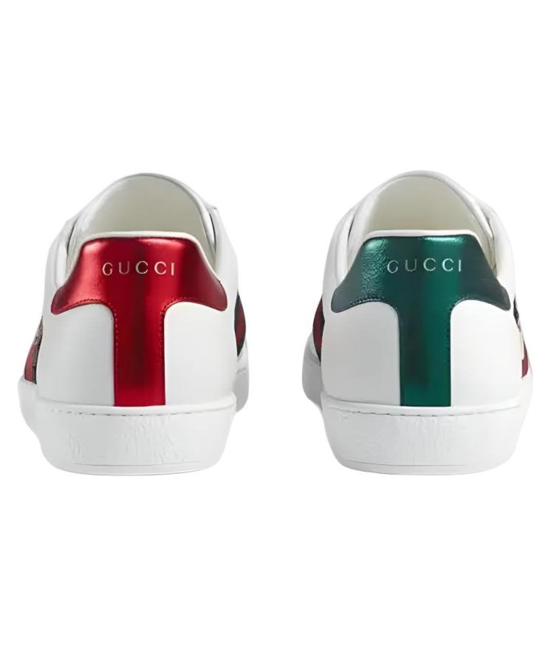 GUCCI Белые кожаные низкие кроссовки / кеды, фото 4