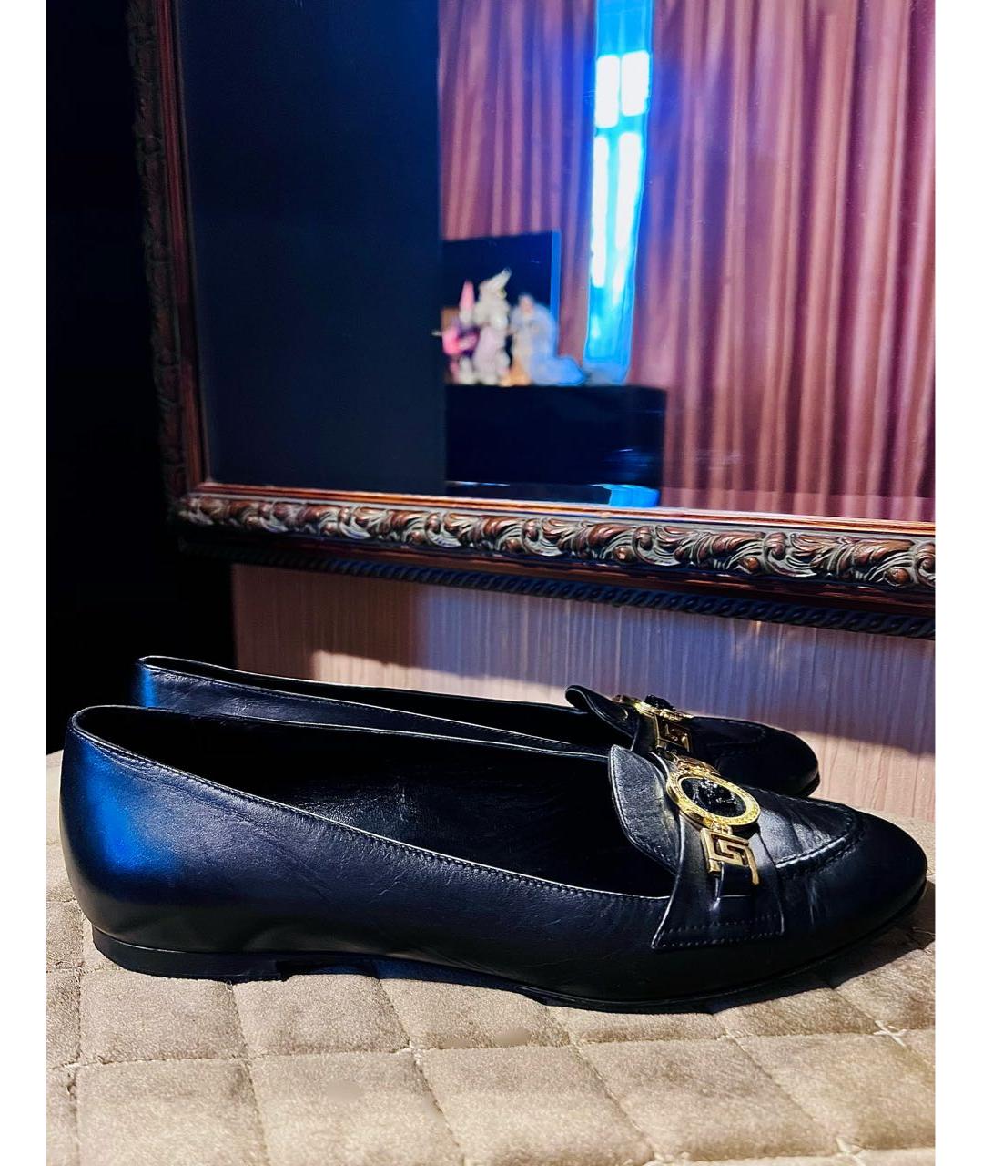 VERSACE Черные кожаные балетки, фото 9