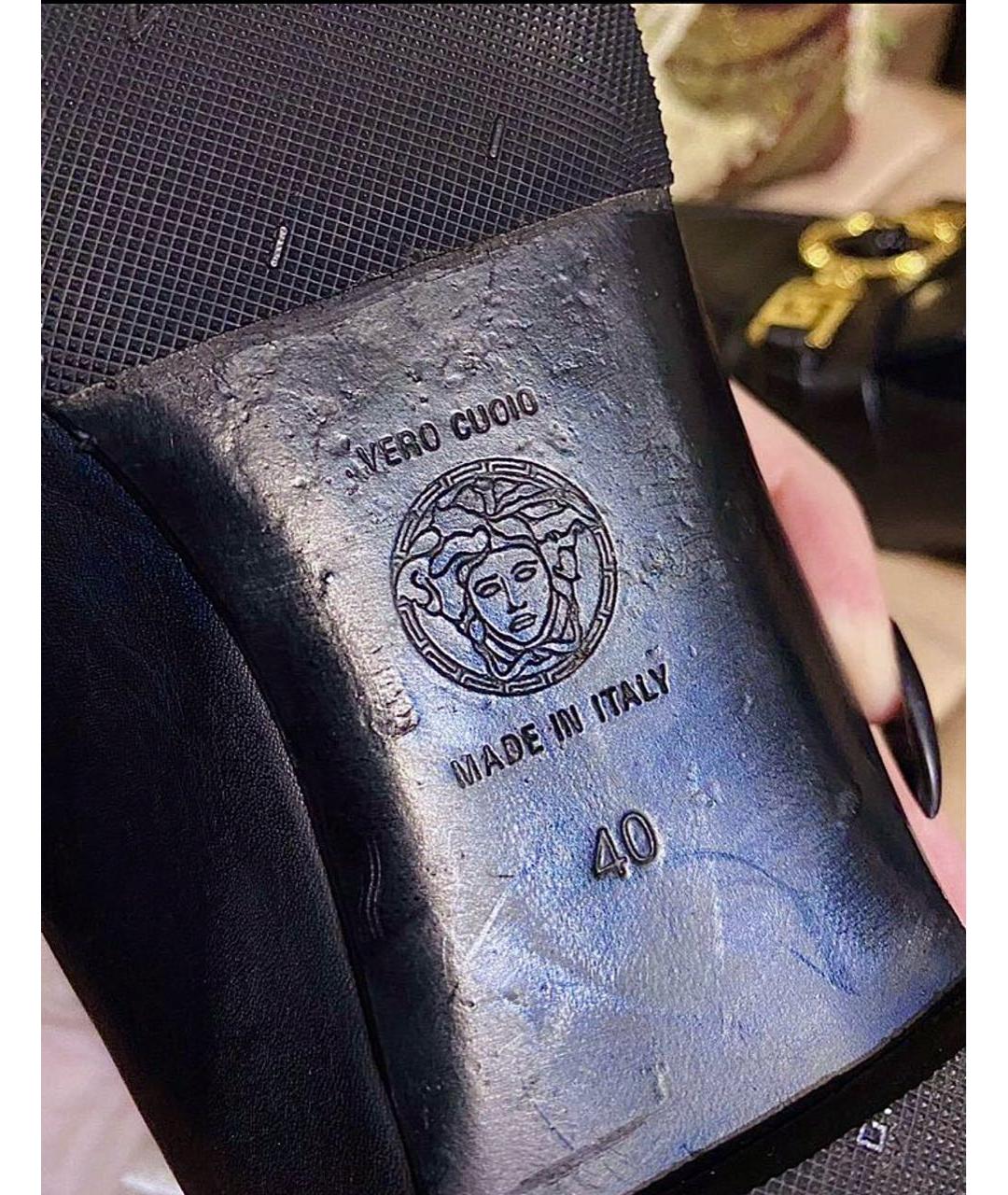 VERSACE Черные кожаные балетки, фото 6