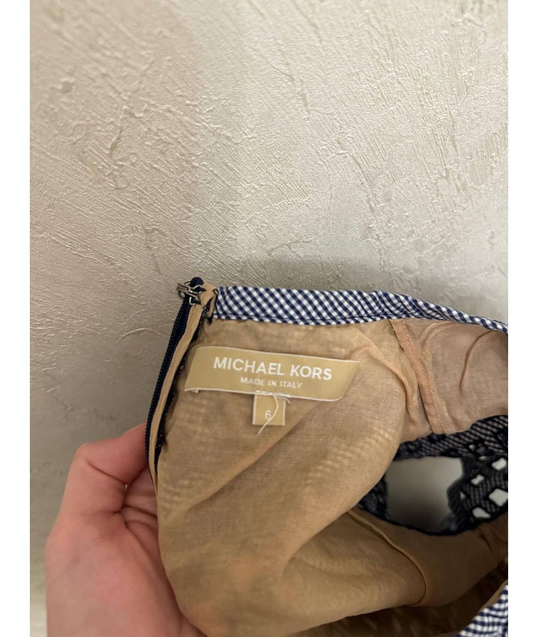 MICHAEL KORS Голубое хлопковое коктейльное платье, фото 3