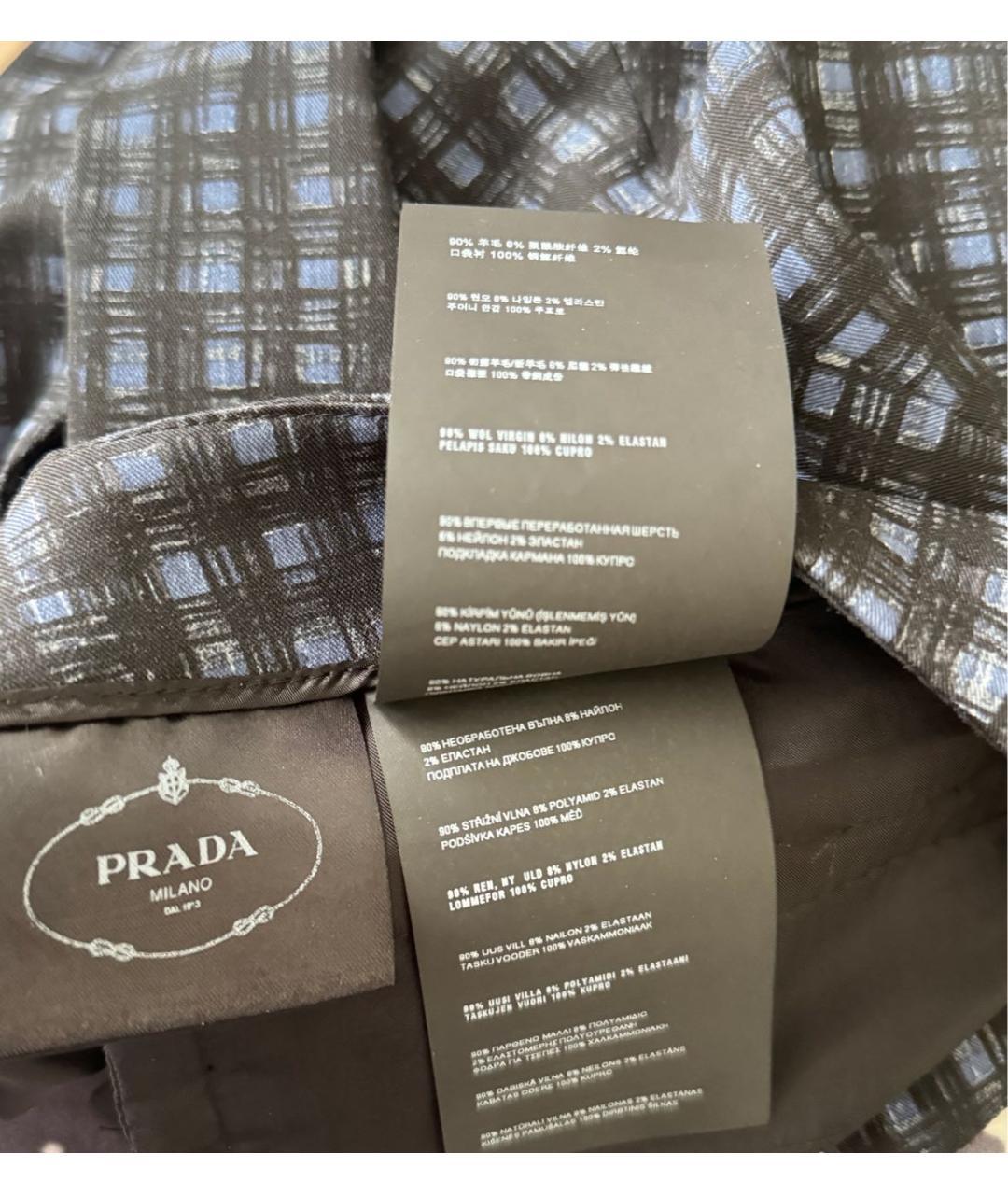 PRADA Темно-синие шерстяные брюки и шорты, фото 2