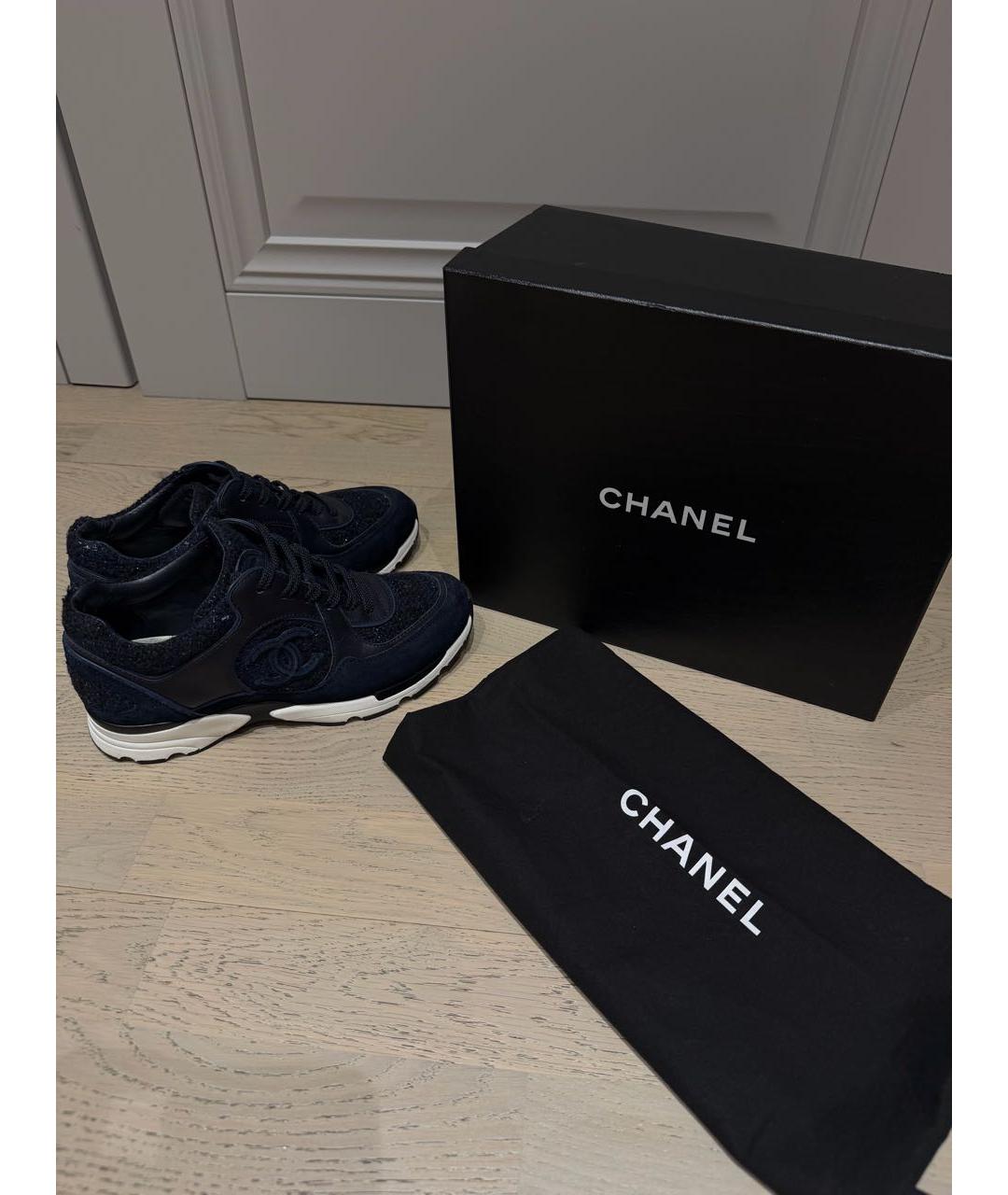 CHANEL Темно-синие замшевые кроссовки, фото 5