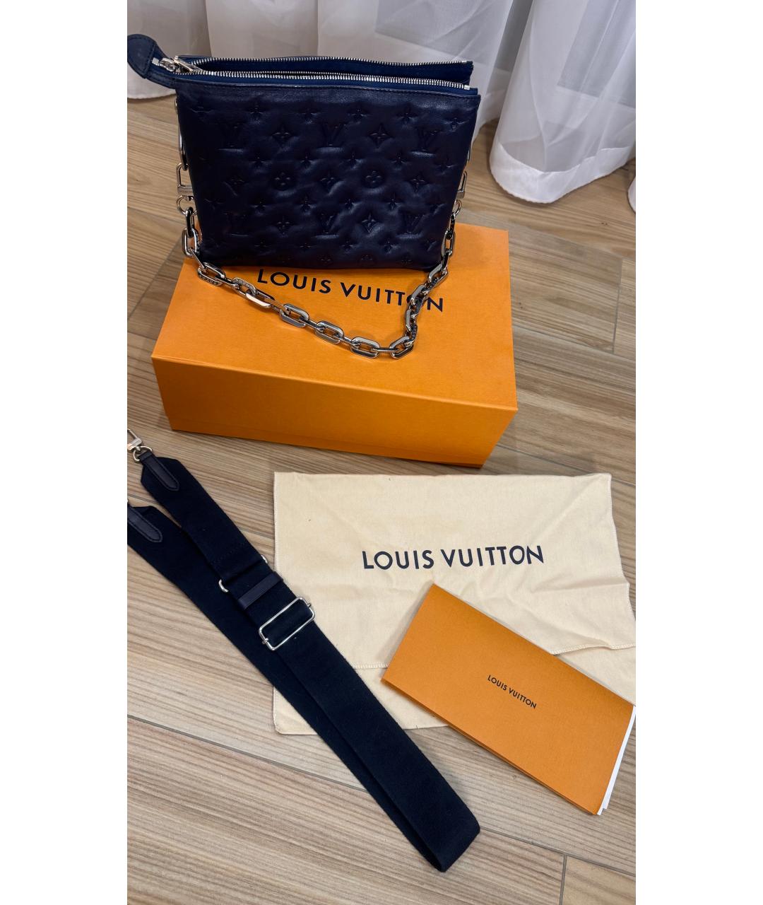 LOUIS VUITTON Темно-синяя кожаная сумка через плечо, фото 3