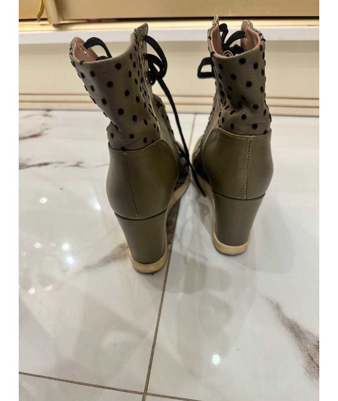 RED VALENTINO Хаки кожаные кеды, фото 4