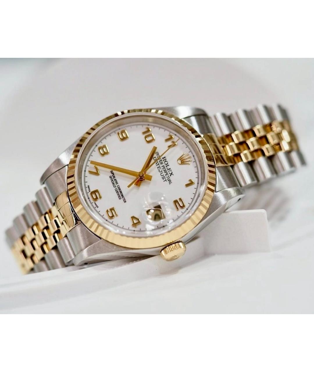 ROLEX Белые часы из желтого золота, фото 5