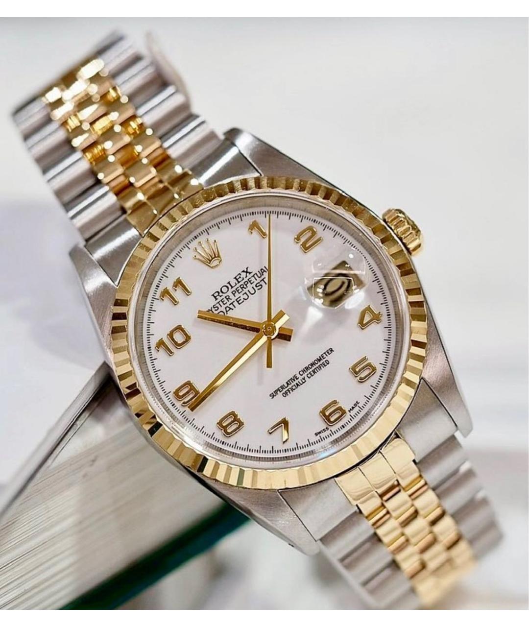 ROLEX Белые часы из желтого золота, фото 2