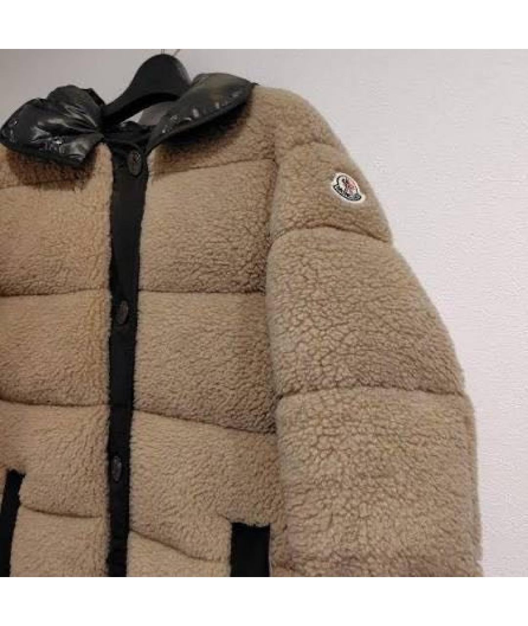 MONCLER Бежевый полиамидовый пуховик, фото 6