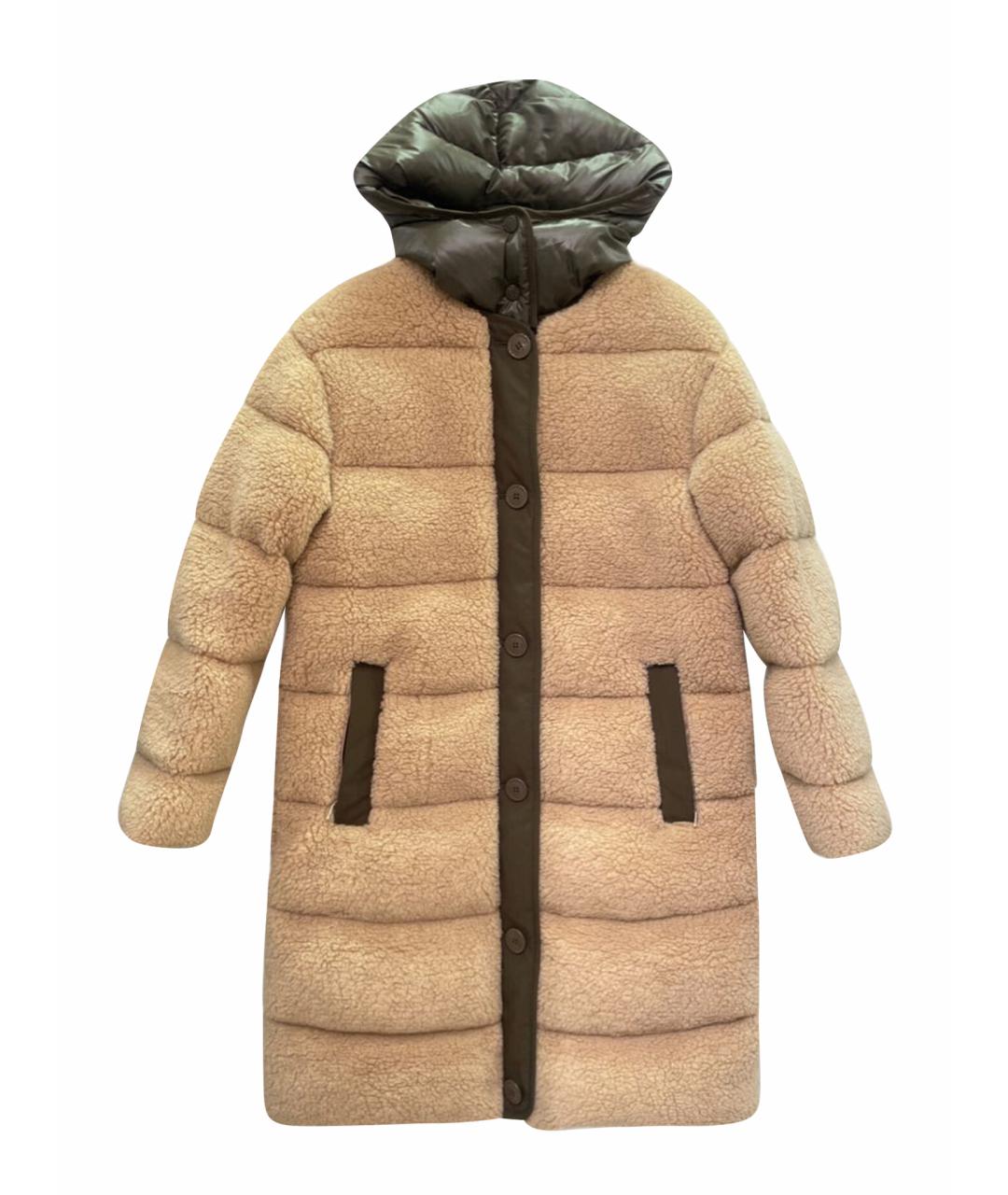 MONCLER Бежевый полиамидовый пуховик, фото 1