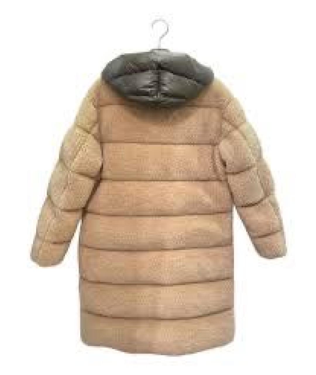 MONCLER Бежевый полиамидовый пуховик, фото 2