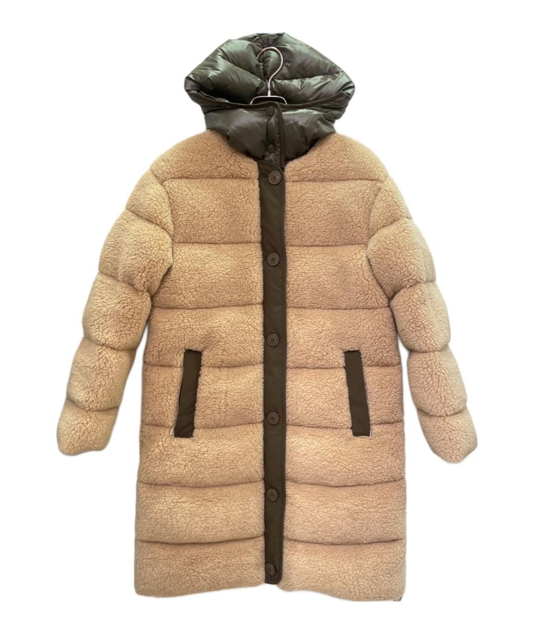MONCLER Бежевый полиамидовый пуховик, фото 9
