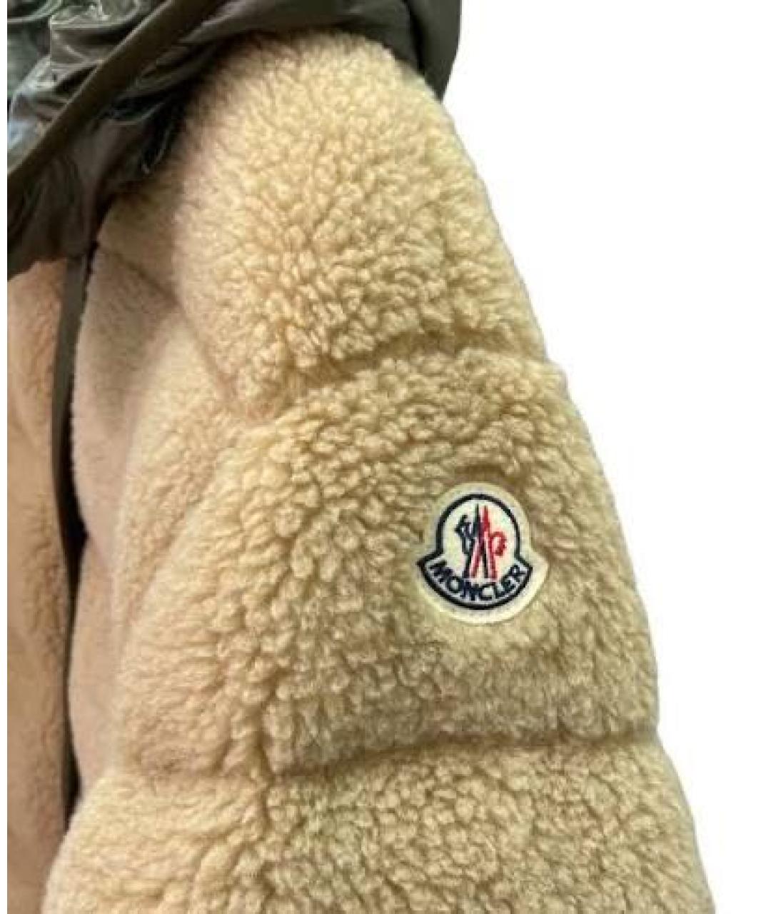 MONCLER Бежевый полиамидовый пуховик, фото 3