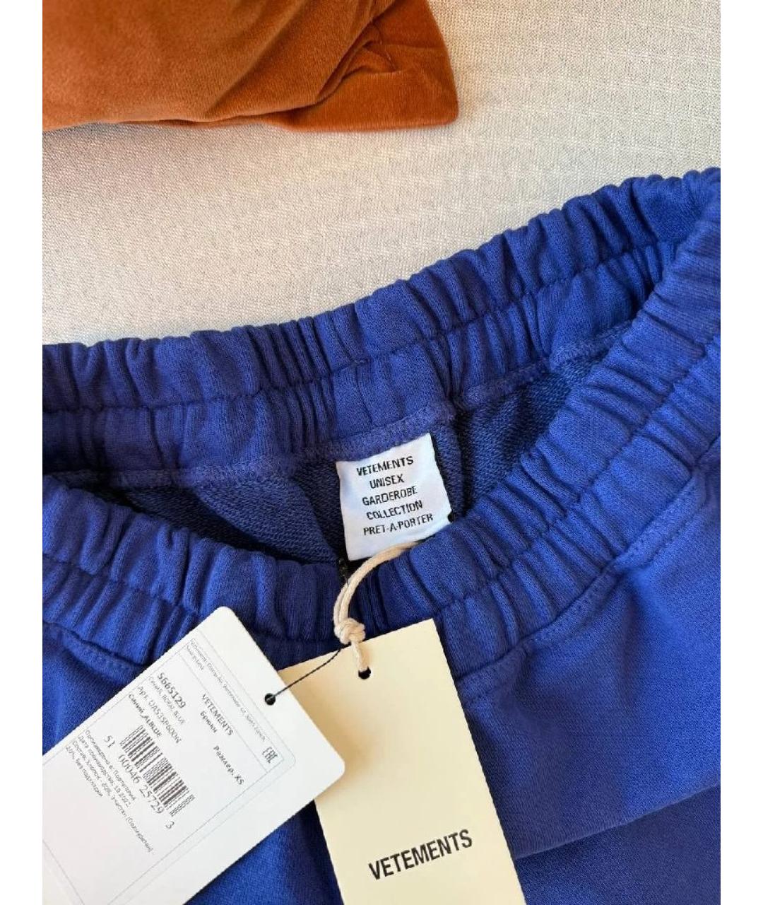 VETEMENTS Синие хлопковые повседневные брюки, фото 3