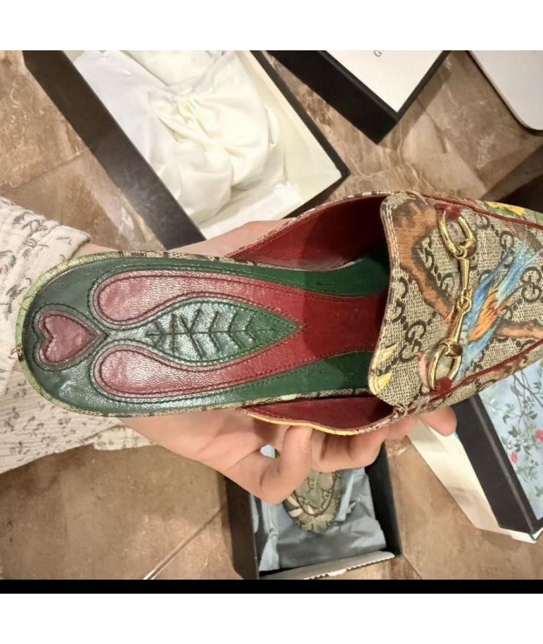 GUCCI Коричневые кожаные мюли, фото 3