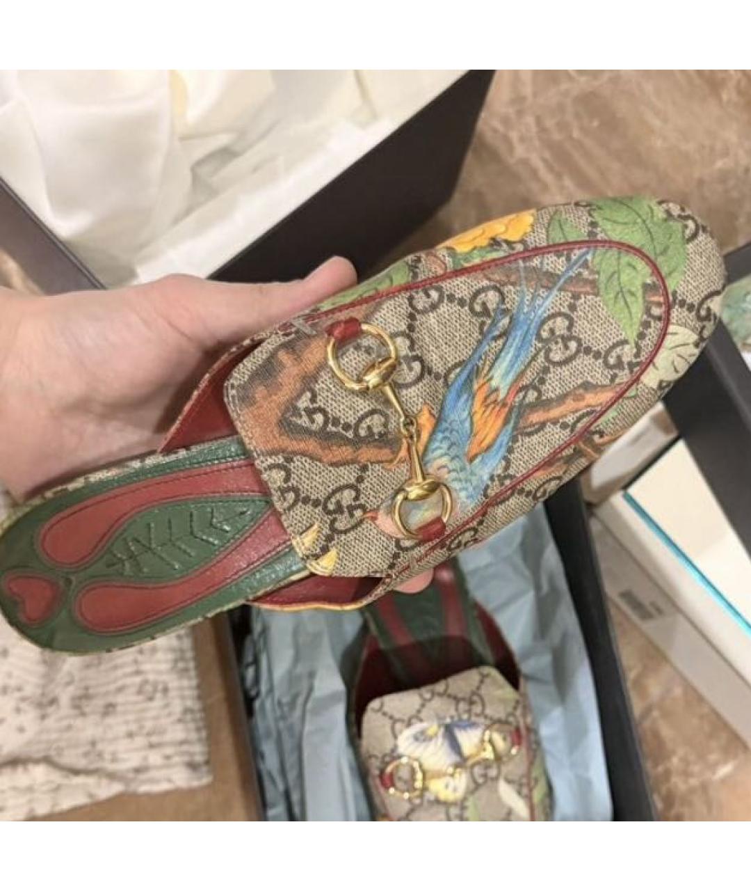 GUCCI Коричневые кожаные мюли, фото 4