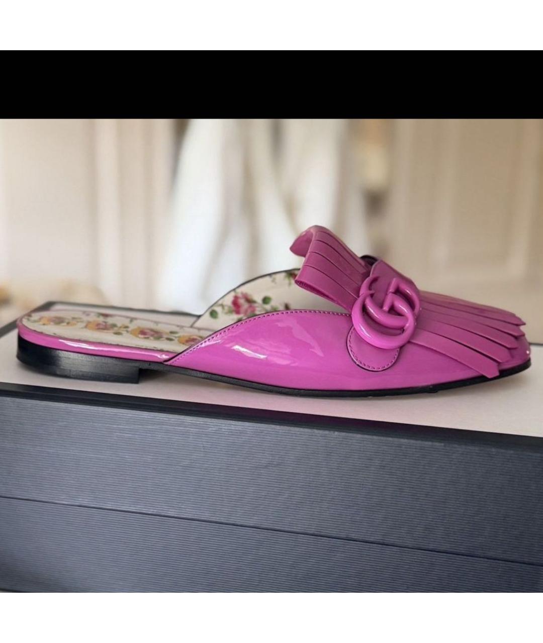 GUCCI Розовые кожаные мюли, фото 6