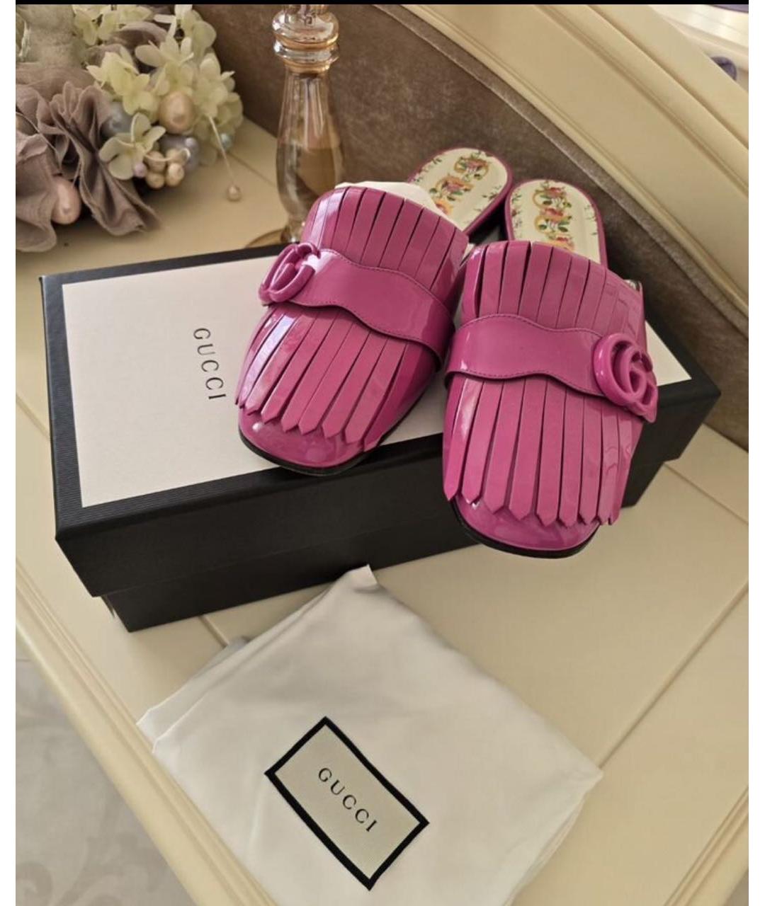 GUCCI Розовые кожаные мюли, фото 4