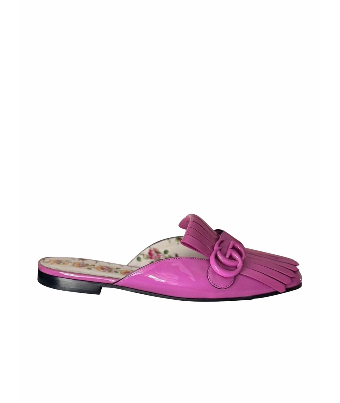 GUCCI Розовые кожаные мюли, фото 1