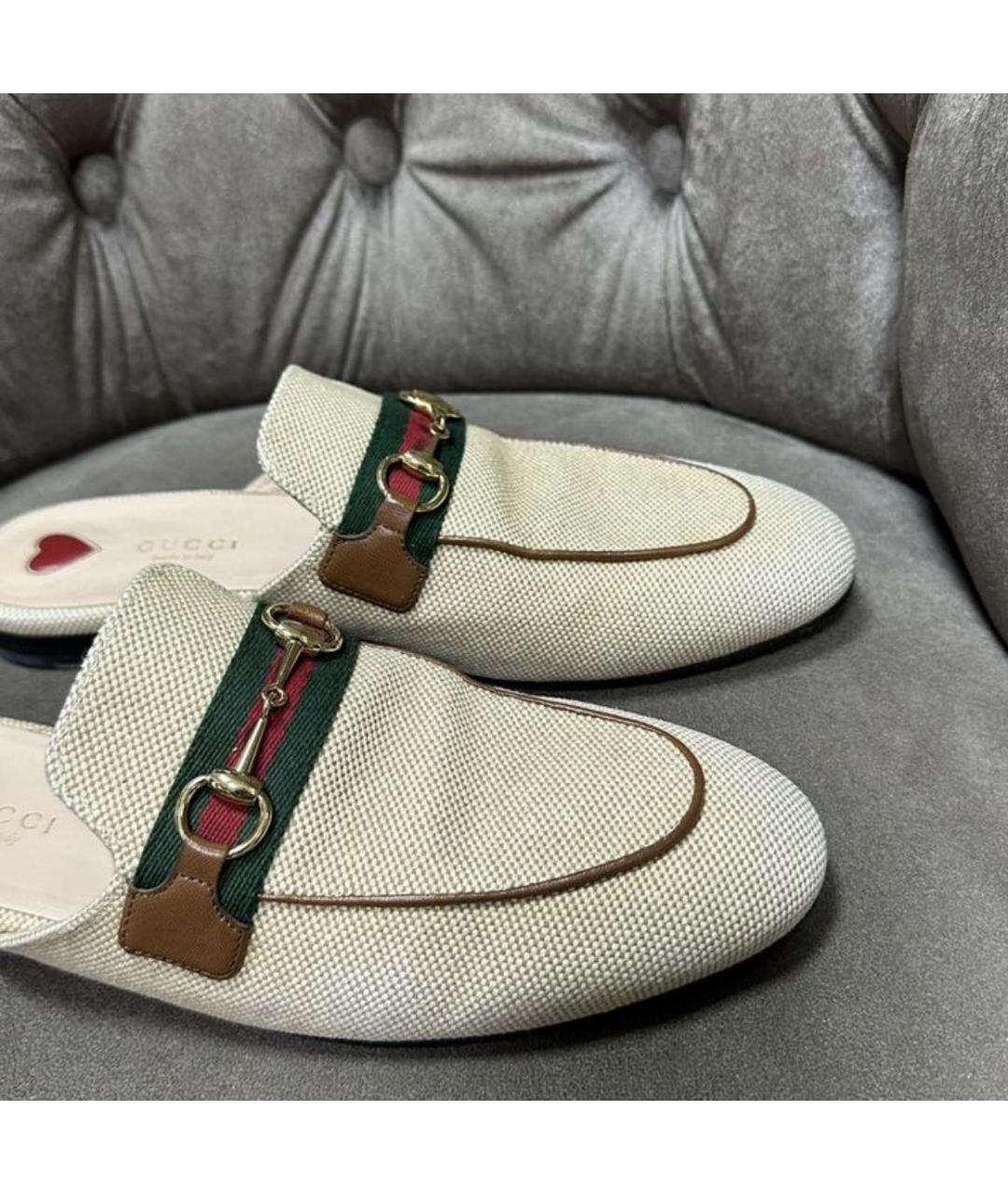 GUCCI Бежевые кожаные мюли, фото 3