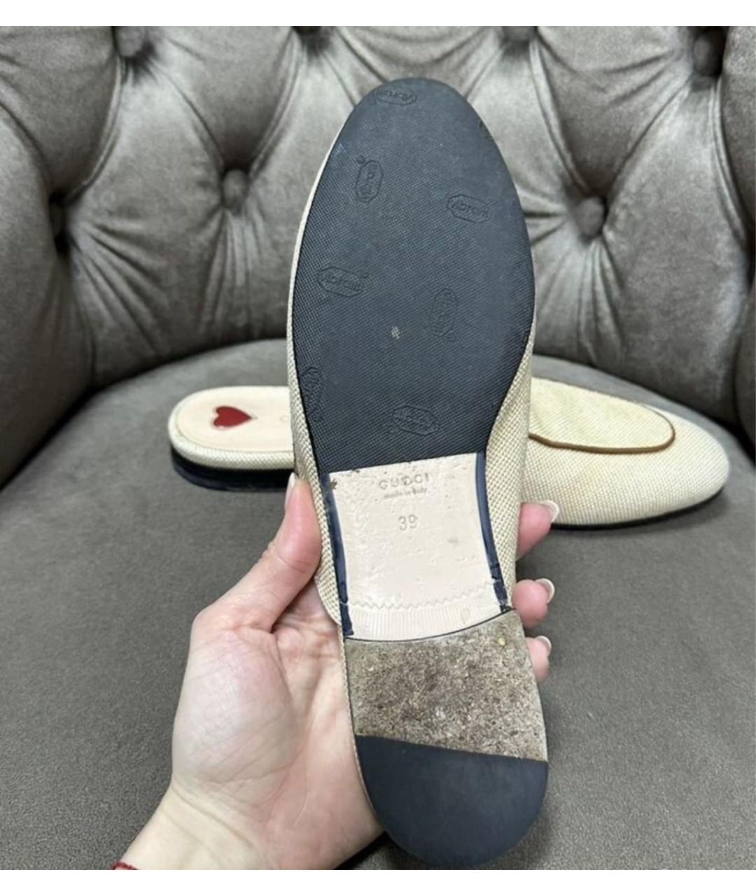 GUCCI Бежевые кожаные мюли, фото 5