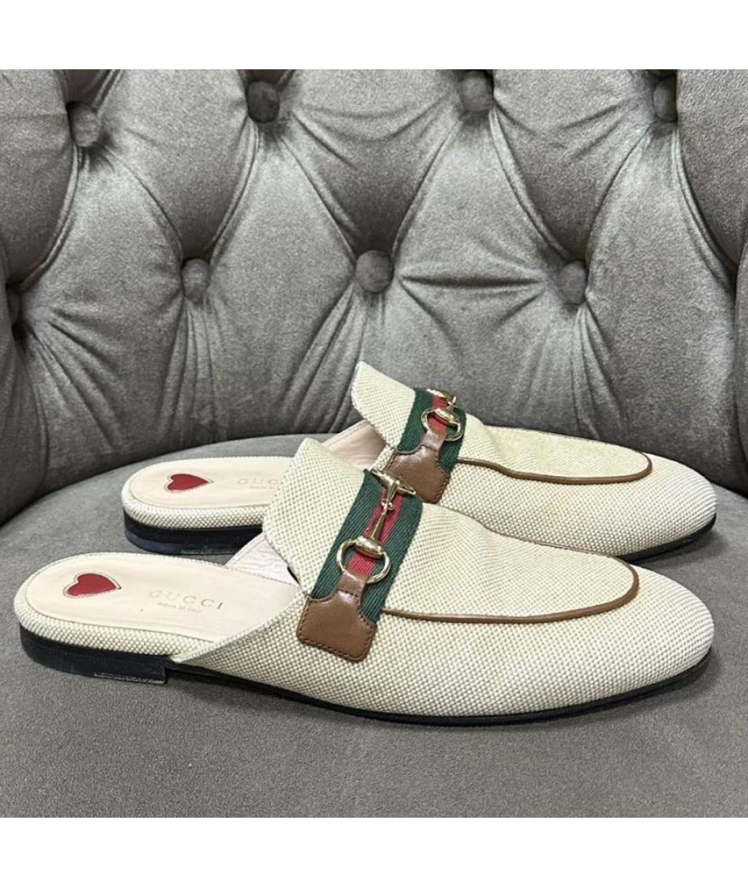 GUCCI Бежевые кожаные мюли, фото 7