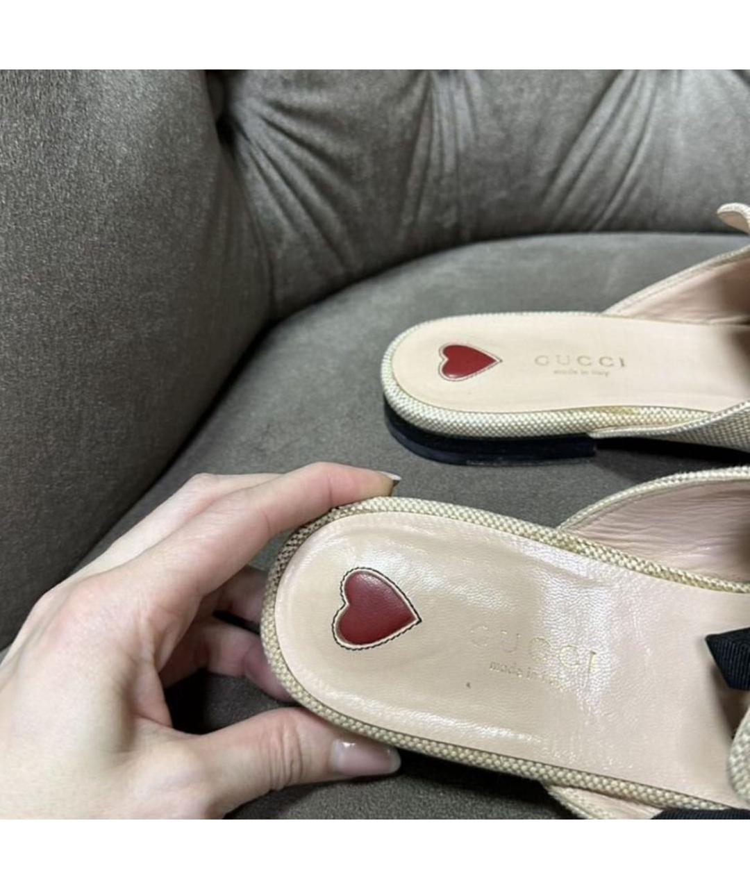 GUCCI Бежевые кожаные мюли, фото 4